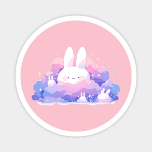 Cuddly Fluffy Baby Bunnies In The Purple Sky Magnet